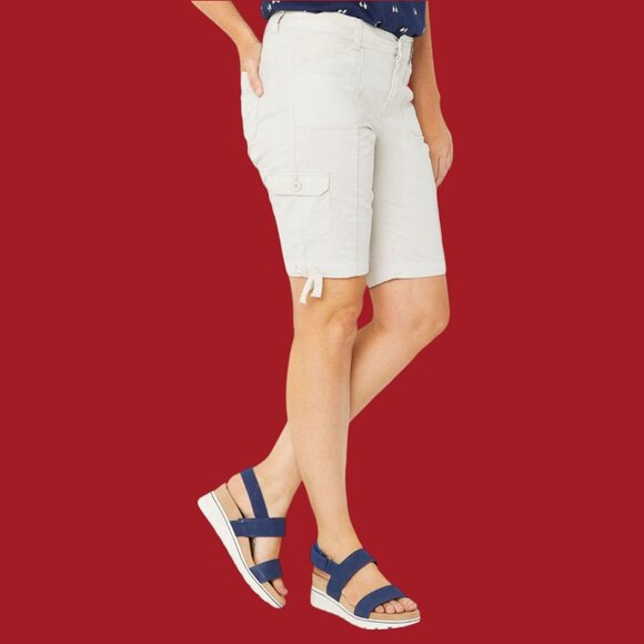 St. John's Bay - Women's Mid-Rise Cargo Bermuda Short - Light Blue - 4 - Picture 15 of 16